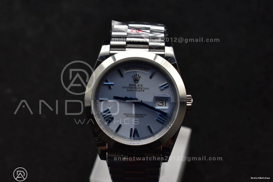 Trendsetting On 703 Weighted GMF Dial Steel 904L 40 Tungsten Blue A3255 V Markers DayDate President Bracelet Roman 1120